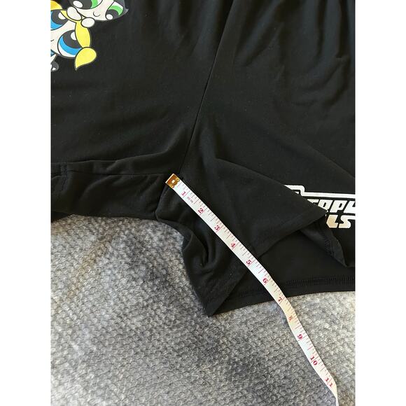 Romwe Powerpuff Girls Cartoon Letter Graphic Biker Black Shorts Plus Size 3XL - Picture 11 of 14